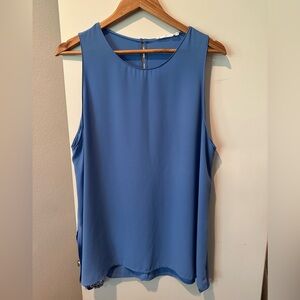 LUSH Blue Sleeveless Keyhole Back Tank Blouse Top XXL